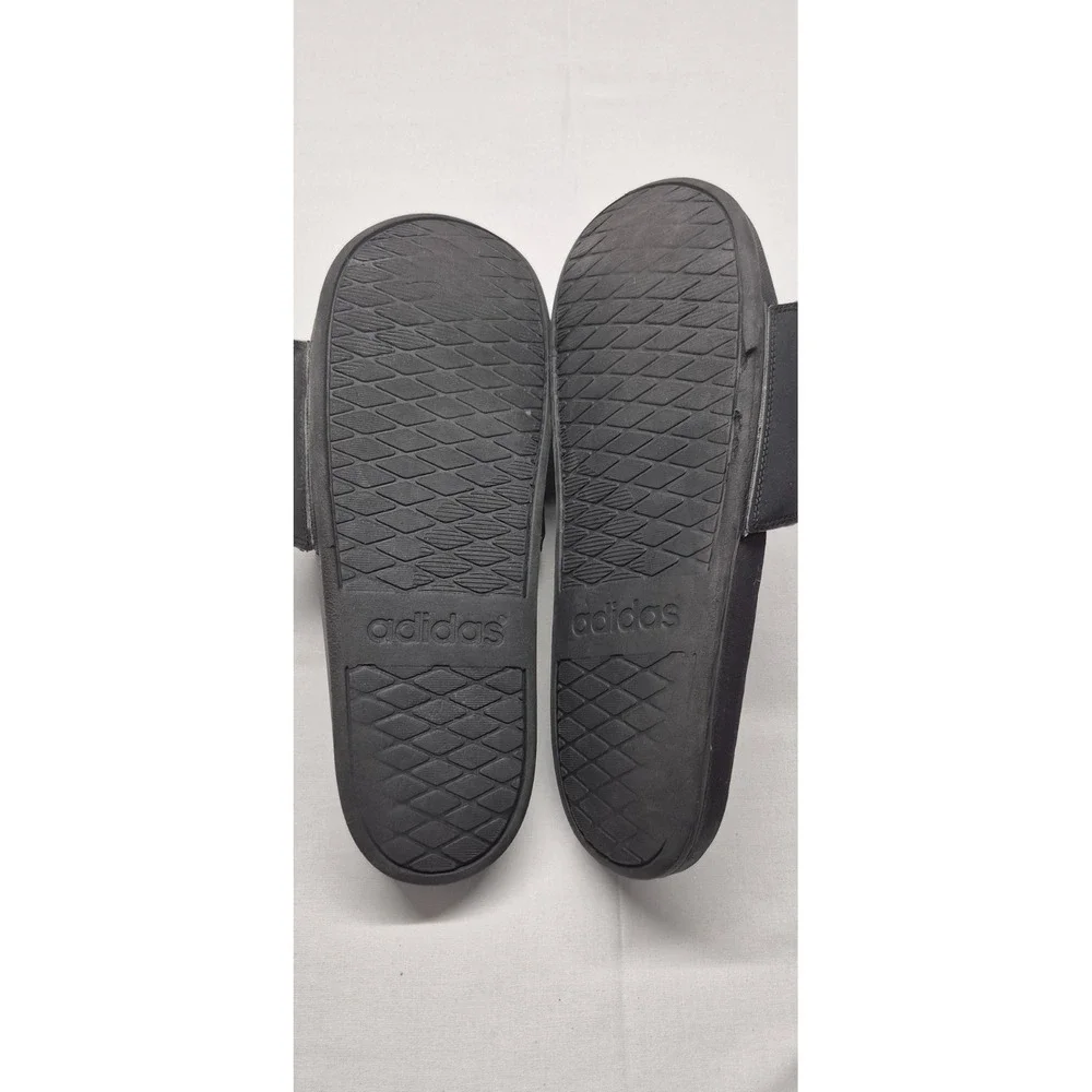 Adidas men's unisex black slides white logo shower sandals size 12‎